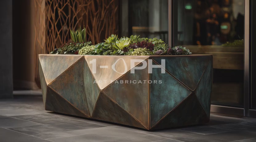 Load video: Facet Planter — Sculpted Stainless Series