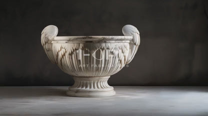 Carrara Winged Classical Marble Urn Planter