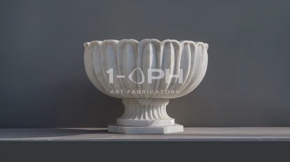 Fluted Crown Marble Urn Planter