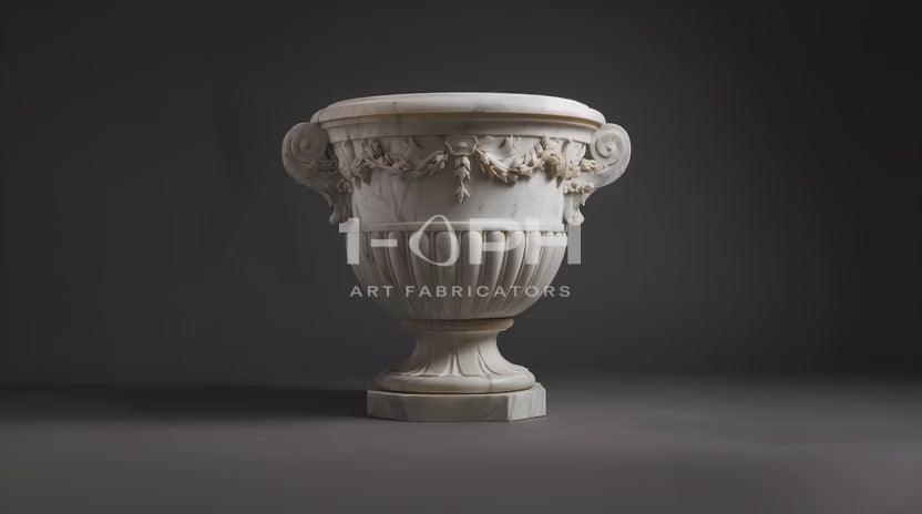 Carrara Floral Garland Marble Urn Planter