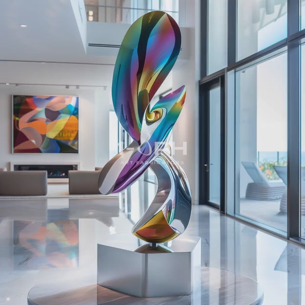 Chromaflux Helix — Polished Stainless Steel Sculpture
