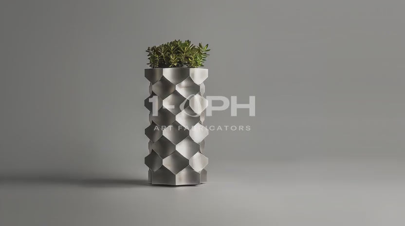 HexaFacet Stainless Steel Luxury Column Planter