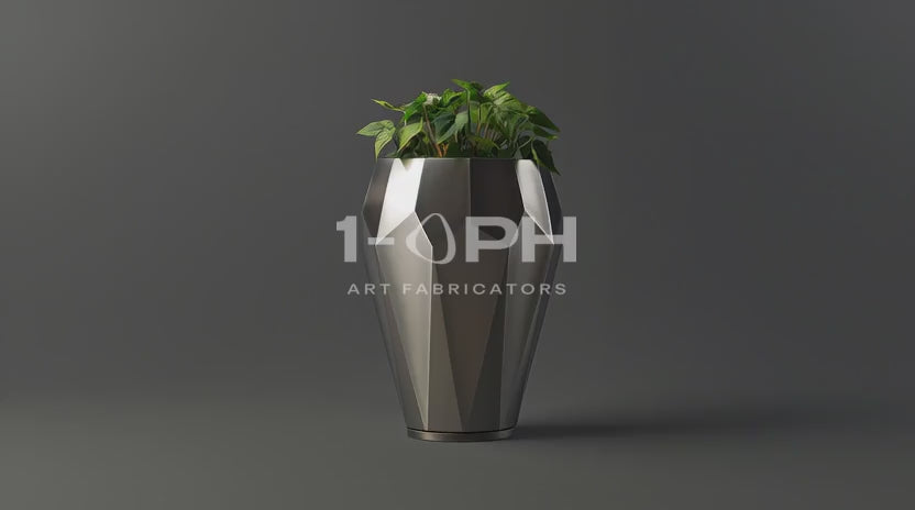 Faceted Stainless Steel Geometric Luxury Planter