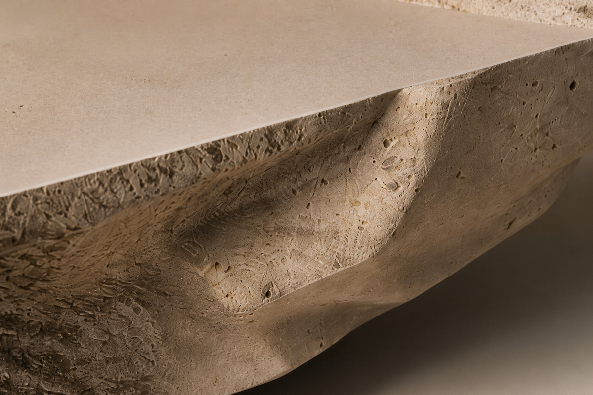 PRIMAL RIDGE BENCH VII, close studio detail of the surface and material