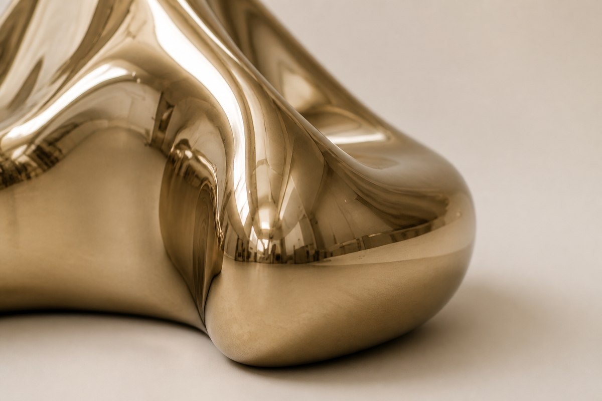 Raha 150 bronze sculptural bench, close studio detail of the surface and material