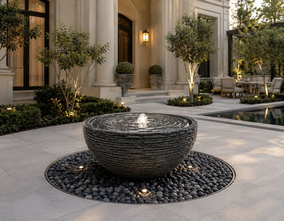 The Ribbed Bowl, black granite