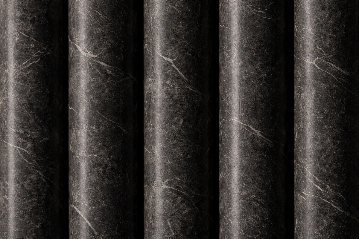 Reeded Base Compact black marble plinth base by 1-OPH, surface detail