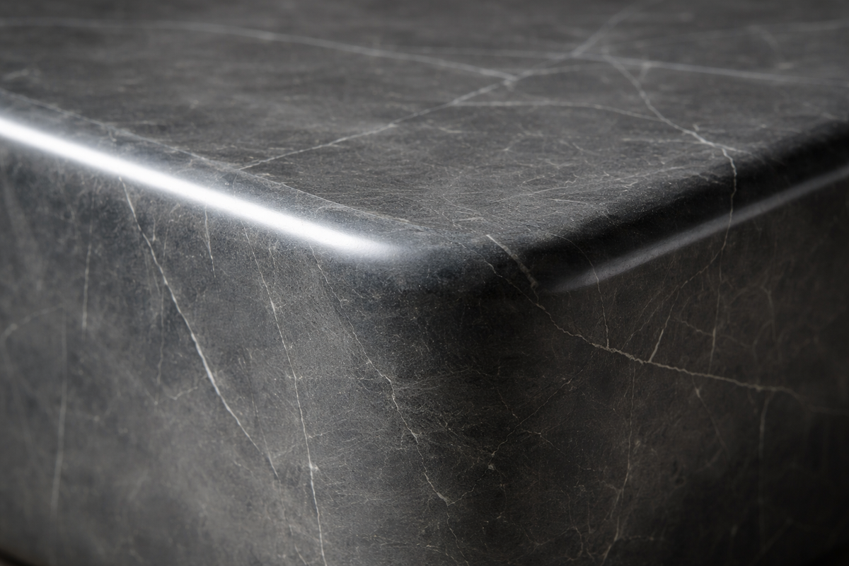 Rounded Cube Base Low black marble plinth base by 1-OPH, surface detail