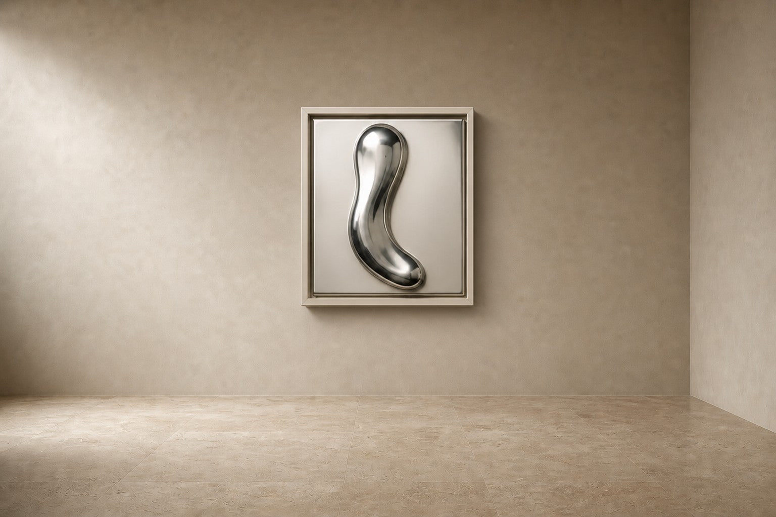 Dark bronze bronze wall sculpture Lingote, stacked cast billets offset on a concealed spine, on a plaster wall.
