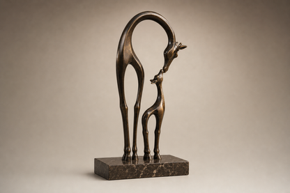 Sacha bronze giraffe pair sculpture by 1-OPH