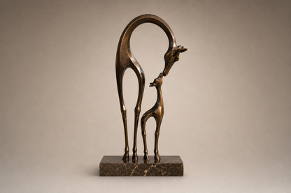 Sacha bronze giraffe pair sculpture by 1-OPH