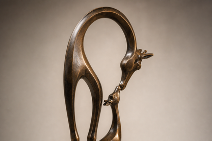 Sacha bronze giraffe pair sculpture by 1-OPH