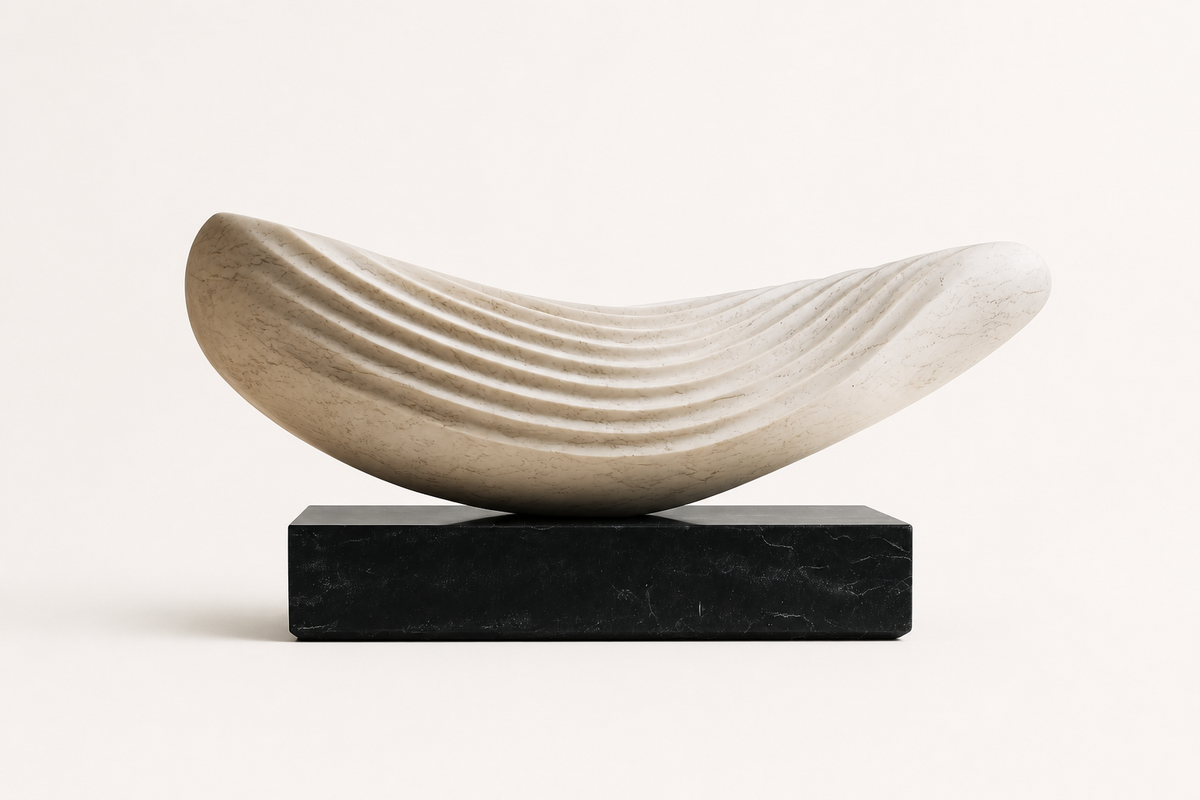 Saiph — Marble on Nero Marquina marble sculpture by 1-OPH