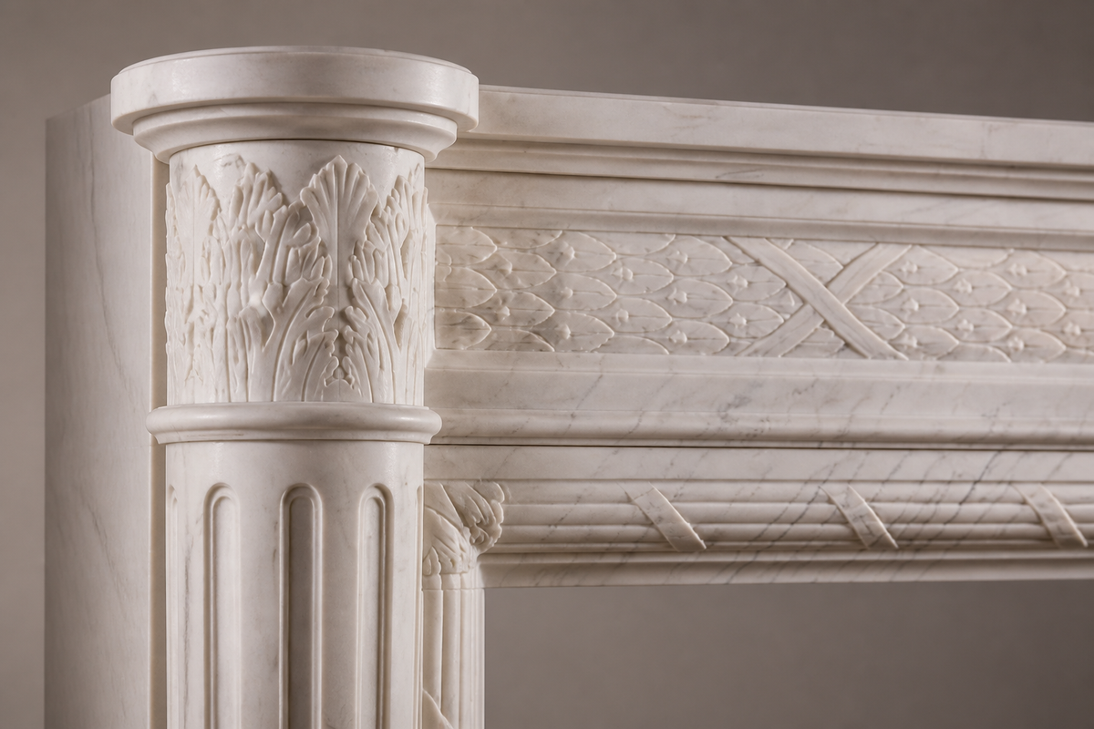 Salina fireplace, close studio detail of the surface and material