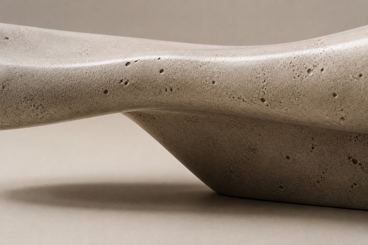 SANDWAVE MONOLITH BENCH XVI, close studio detail of the surface and material