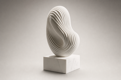 Shizuka ribbed white marble sculpture by 1-OPH