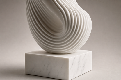 Shizuka ribbed white marble sculpture by 1-OPH