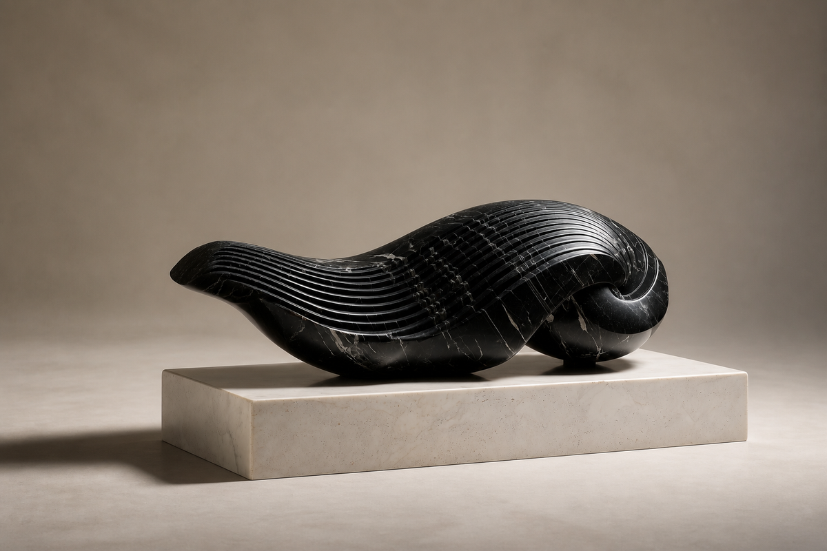 Situla — Nero Marquina marble on limestone sculpture by 1-OPH