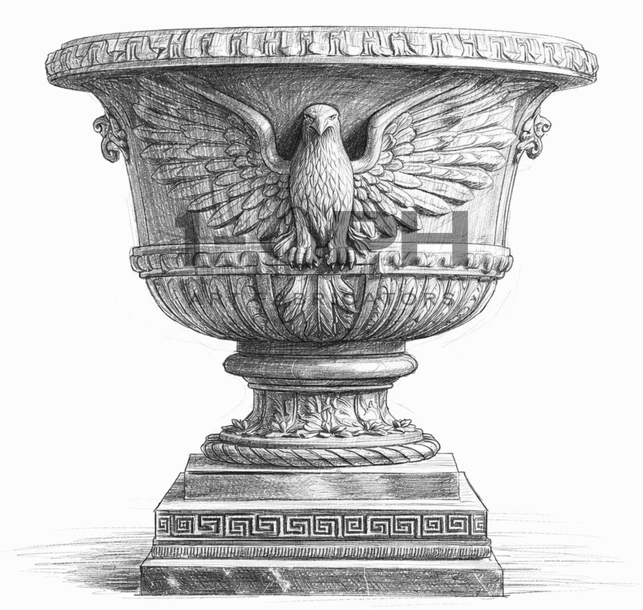 Imperial Eagle Black Marble Urn Planter