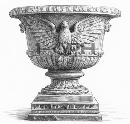 Imperial Eagle Black Marble Urn Planter