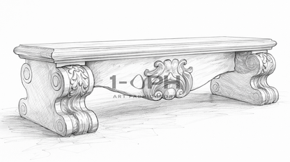 Baroque Nero Marble Bench
