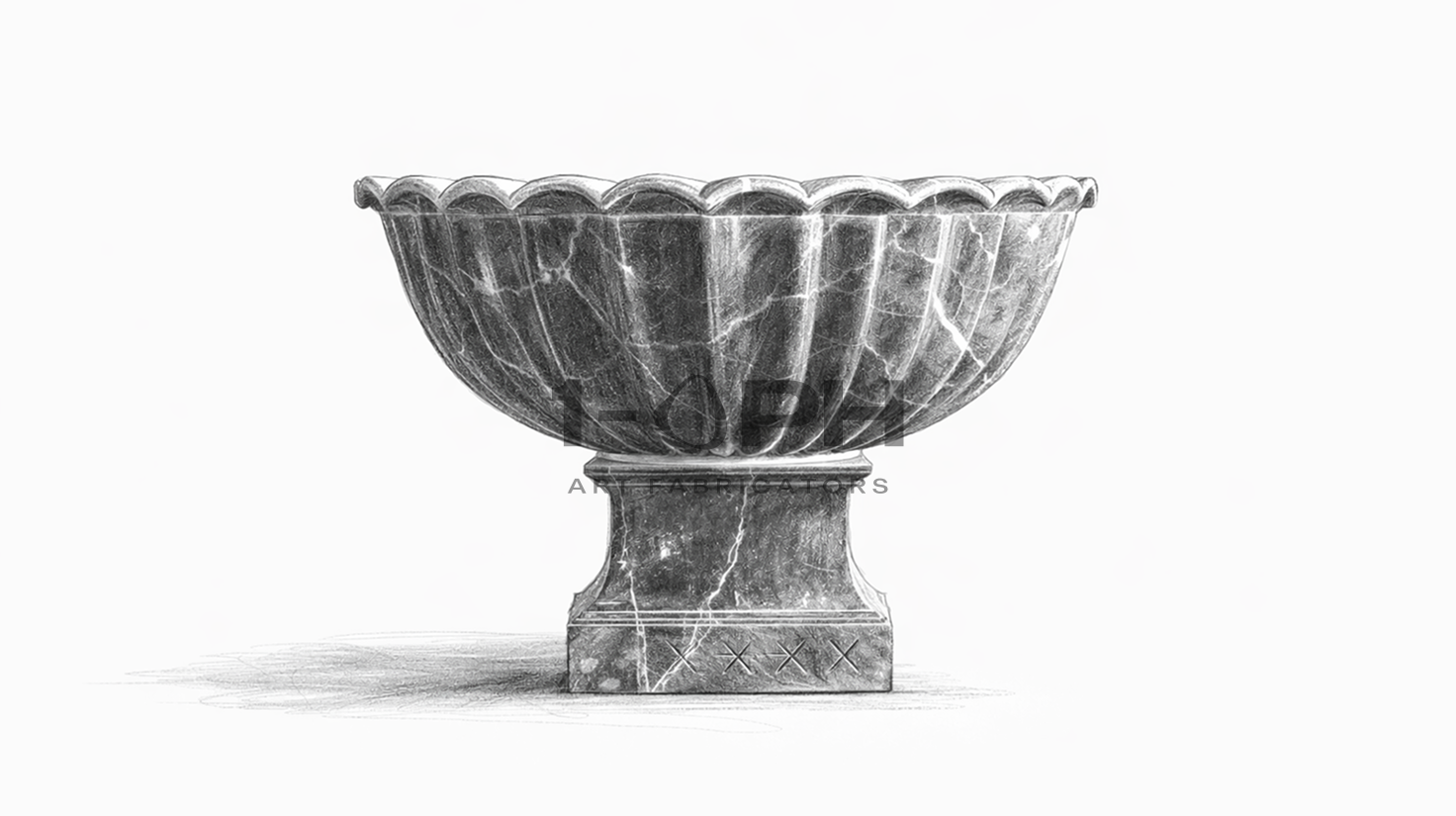 Nero Fluted Marble Urn Planter