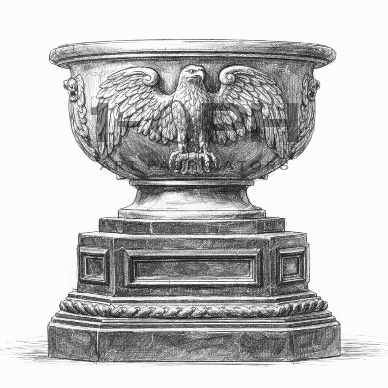 Imperial Nero Marquina Eagle Marble Urn Planter