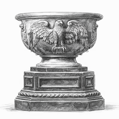 Imperial Nero Marquina Eagle Marble Urn Planter