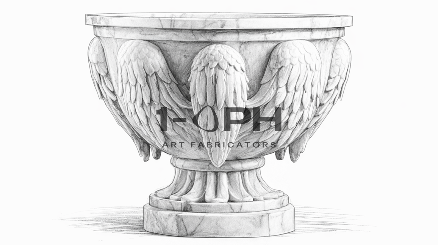 Carrara Winged Marble Urn Planter
