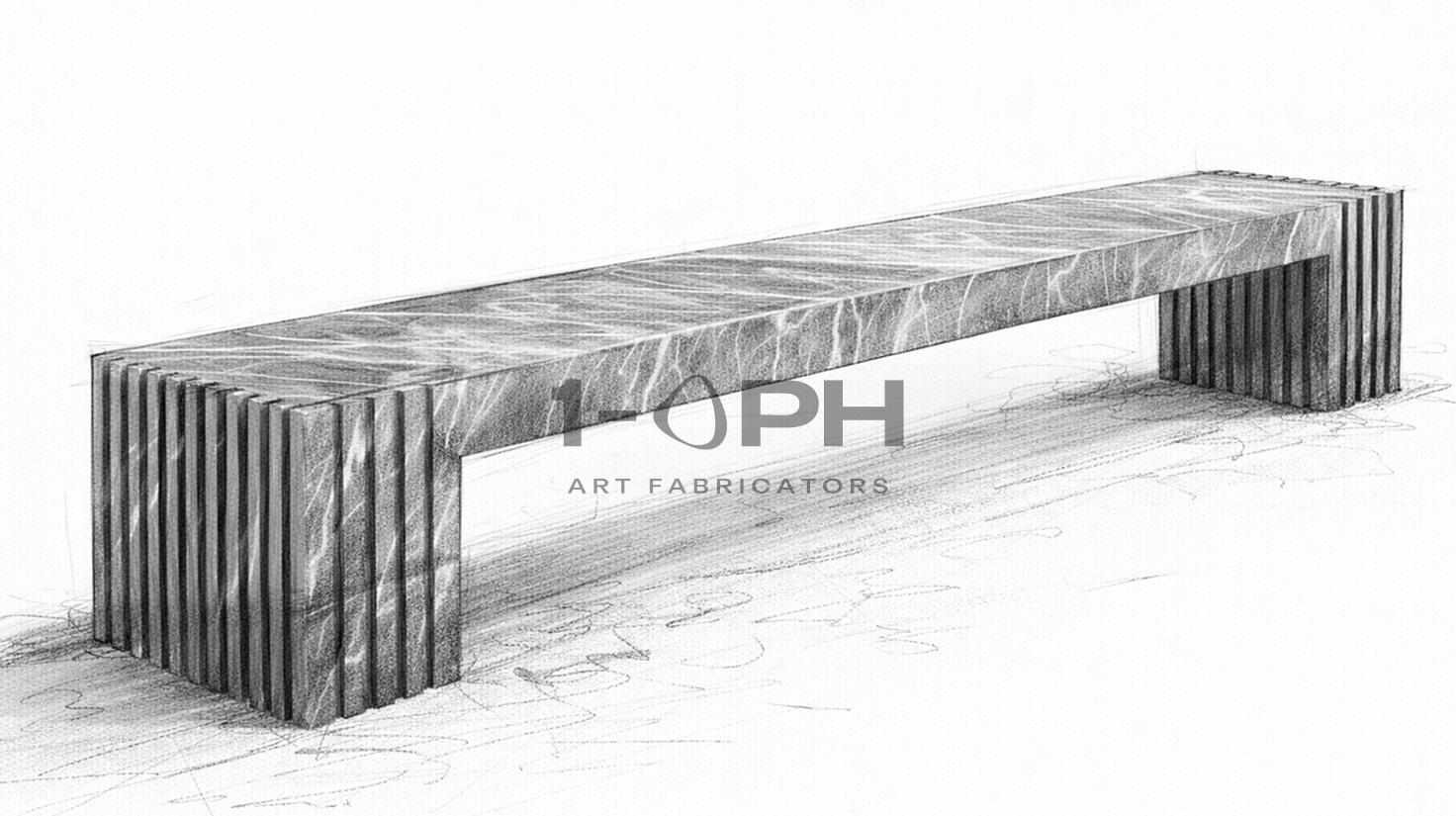 Strata Linear Marble Bench