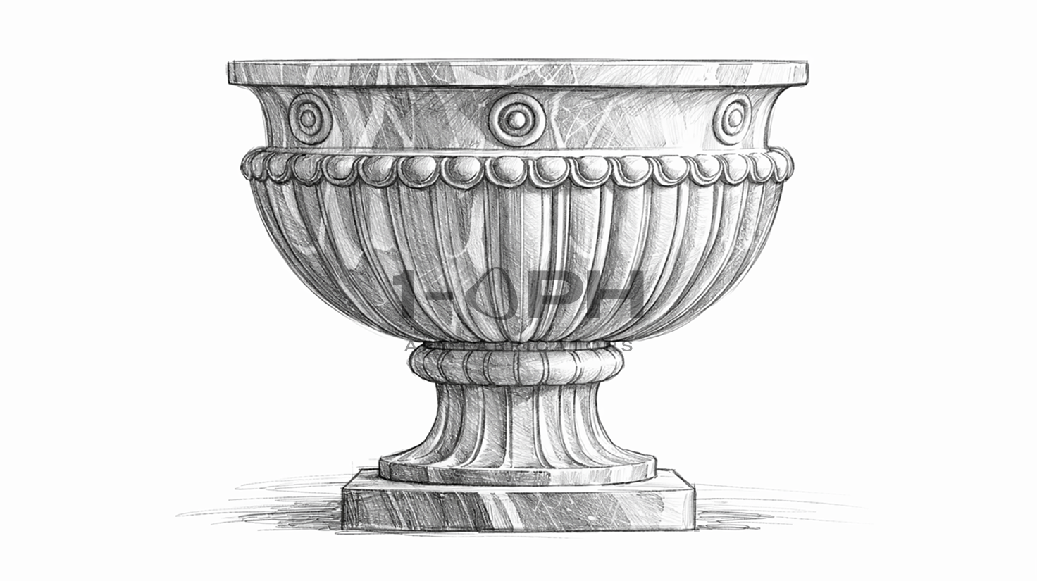 Pietra Grey Classical Fluted Marble Urn Planter