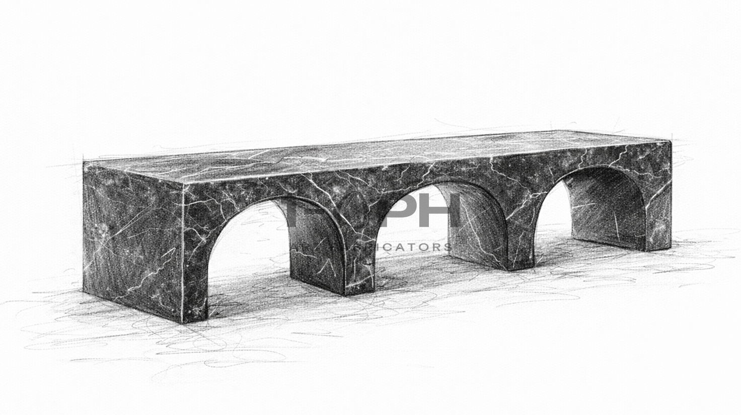 Tri-Arch Monolith Marble Bench
