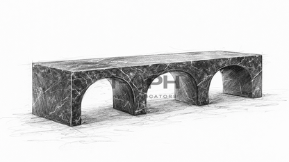 Tri-Arch Monolith Marble Bench