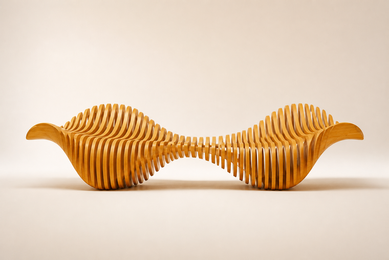 SOLAR STRATA BENCH XXIII, studio view of the whole piece