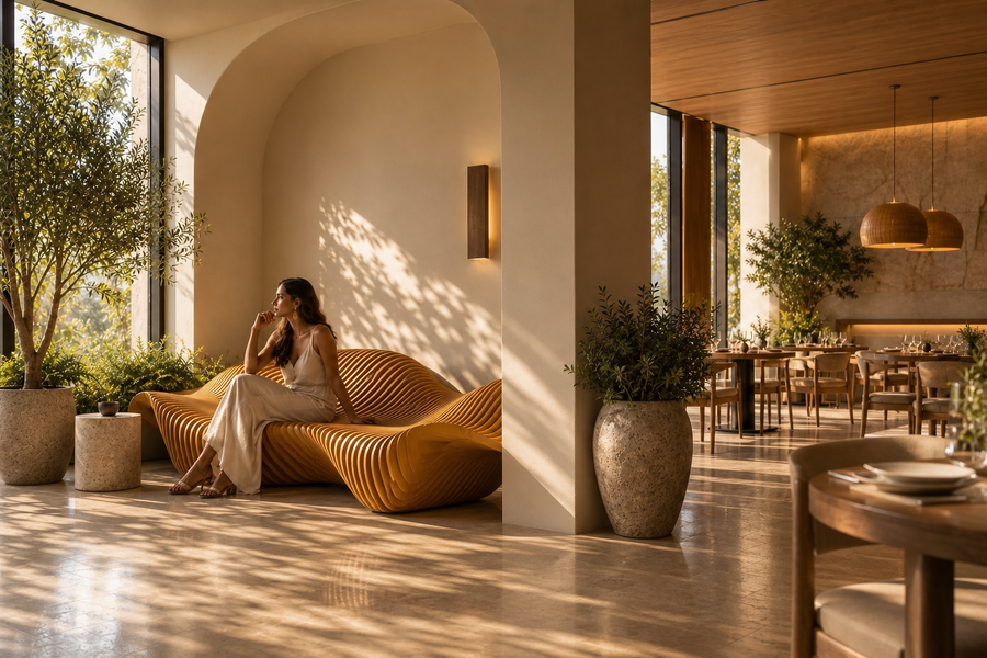 SOLAR STRATA BENCH XXIII, shown in a room setting, at full scale