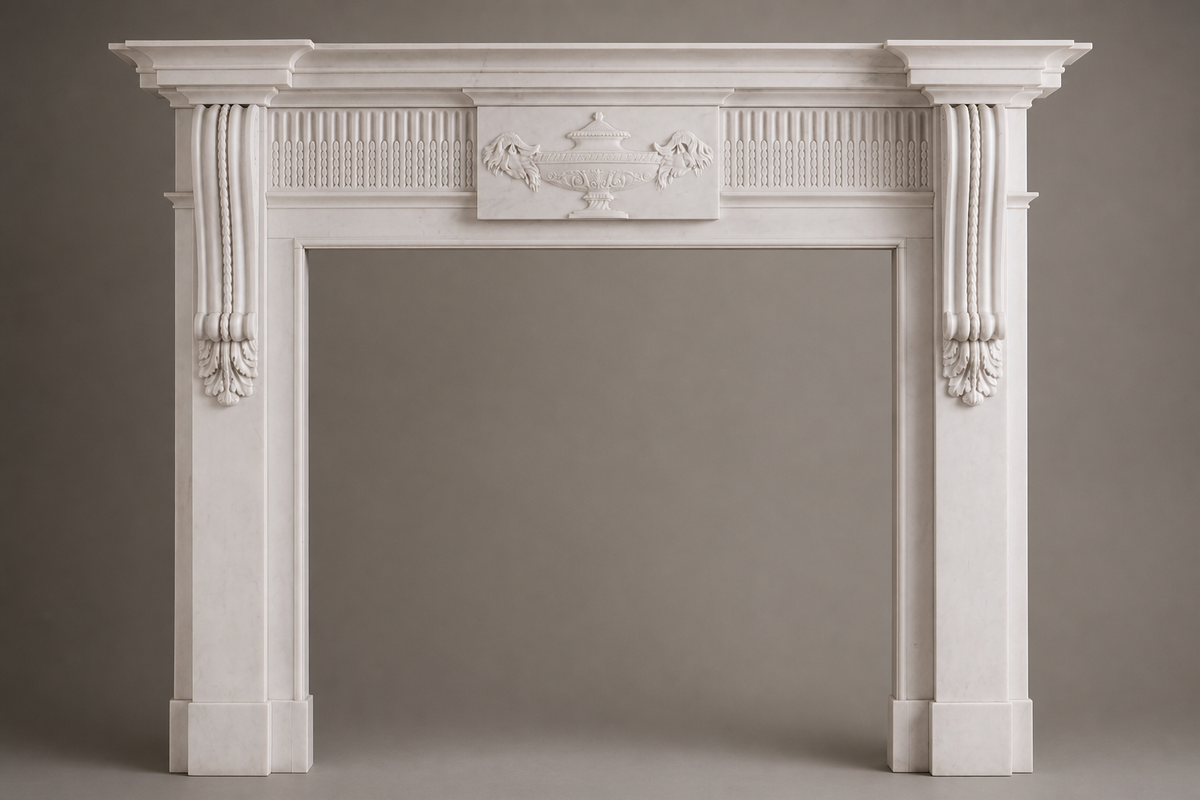 Sosiego fireplace, side view showing the profile