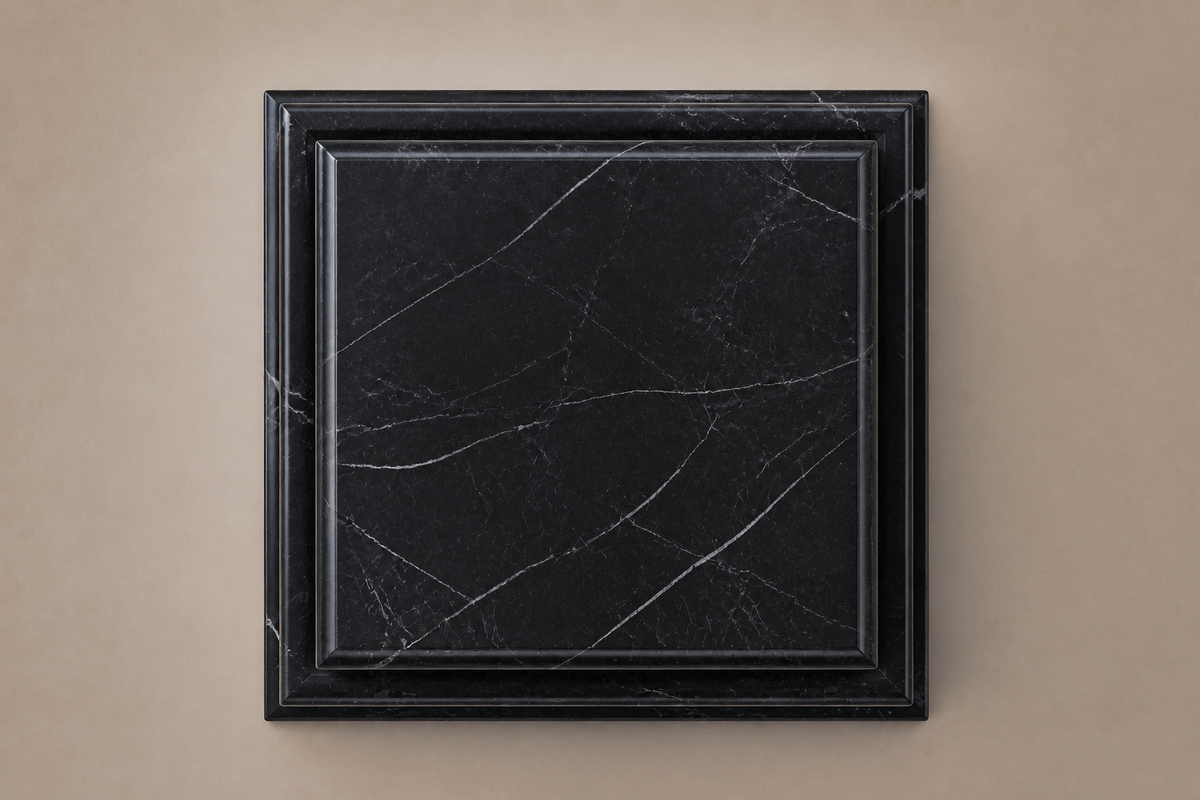 Stepped Plinth Base black marble plinth base by 1-OPH, overhead view