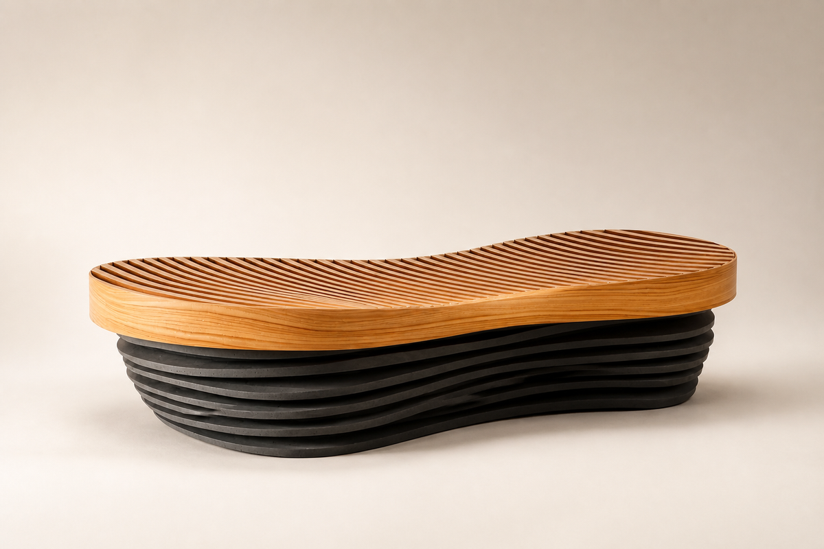 STRATA FUSION BENCH XXVI, studio view of the whole piece