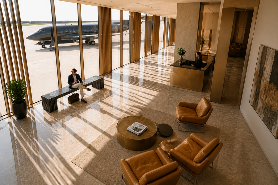 Strata Linear Marble Bench, overhead view in a room setting