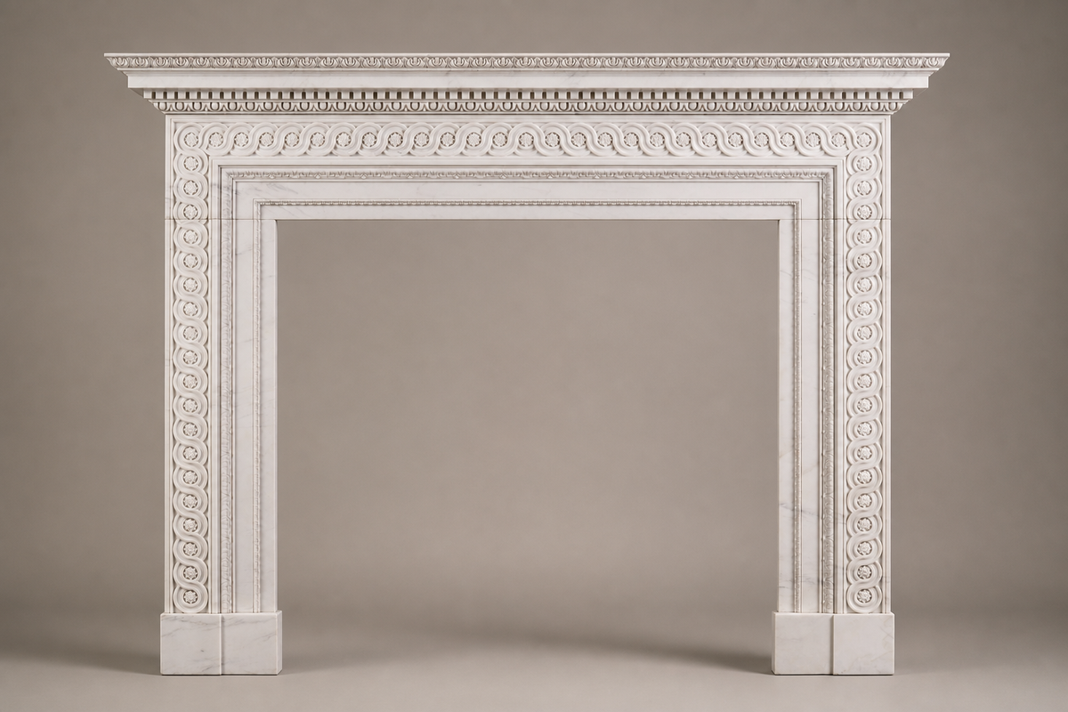 Suzu fireplace, side view showing the profile