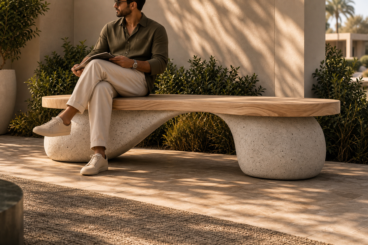 TerraFlow Wood & Stone Bench