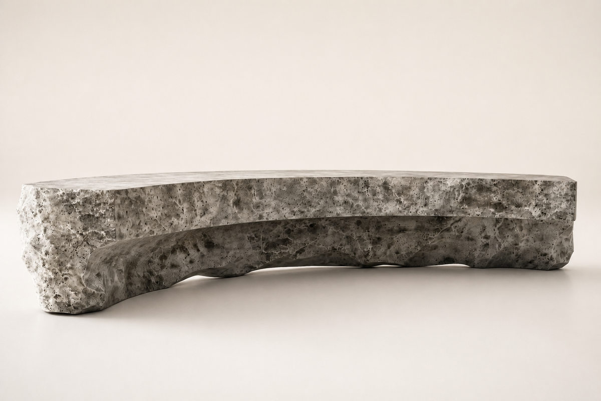 TERRAFORM ARC BENCH III, studio view of the whole piece