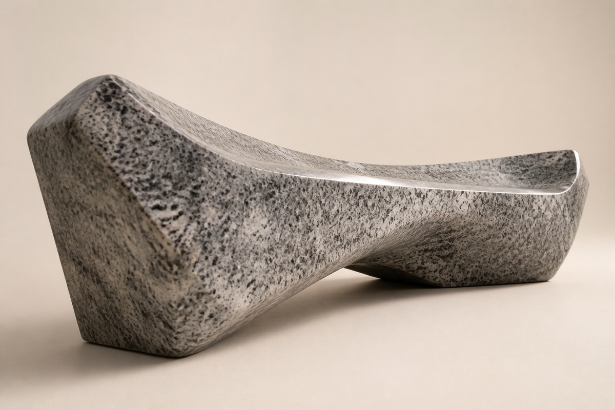 TITAN CURVE BENCH XI, three-quarter studio view showing its profile