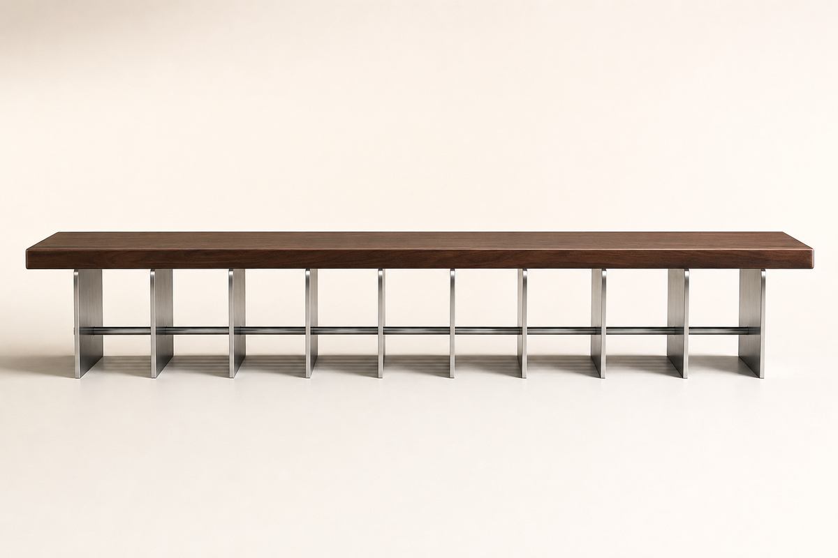 Tomari 240 sculptural bench, studio view of the whole piece