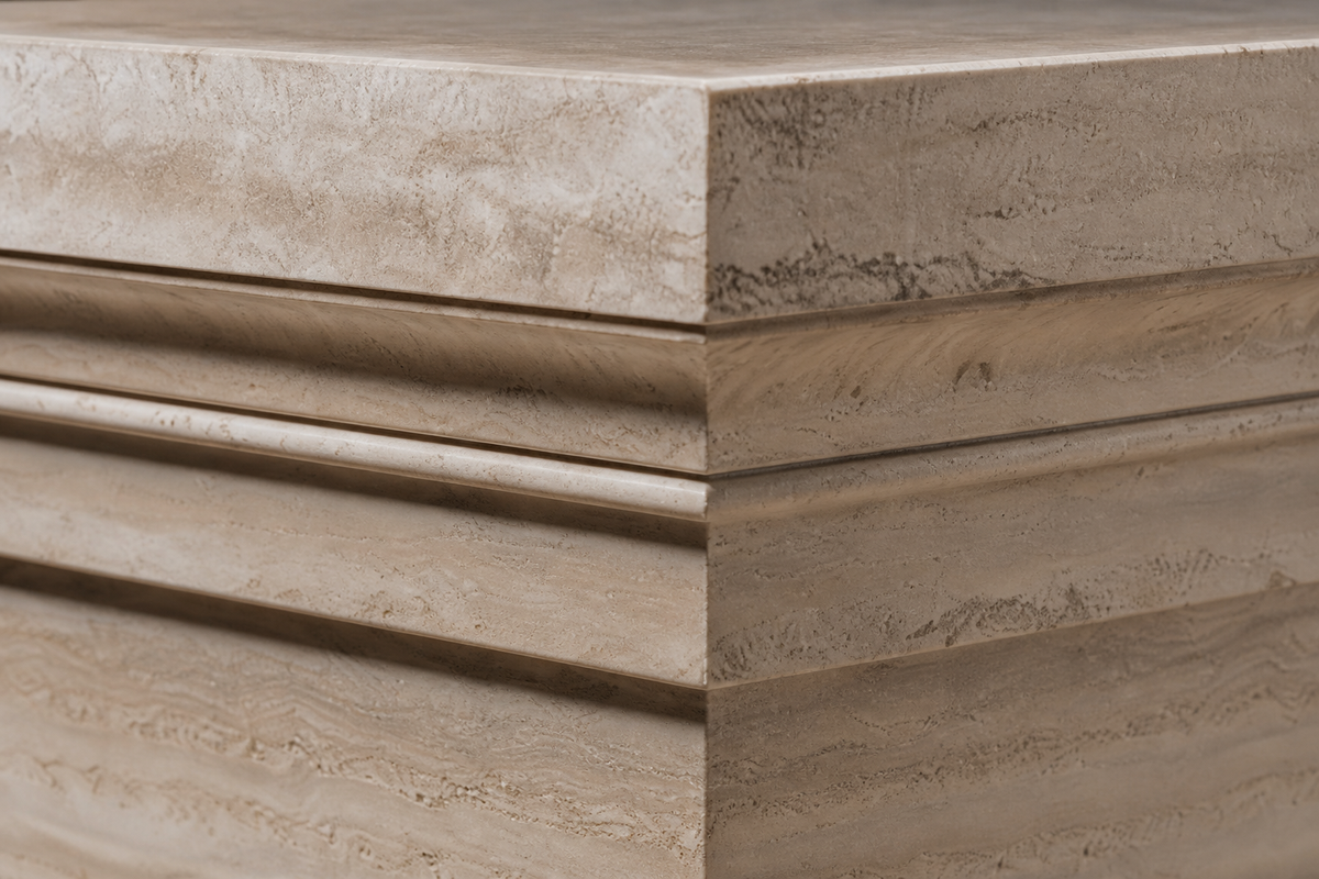 Travertine Pedestal — Stepped