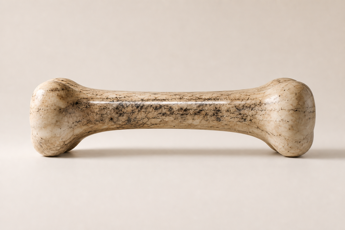 Tregua marble sculptural bench, studio view of the whole piece