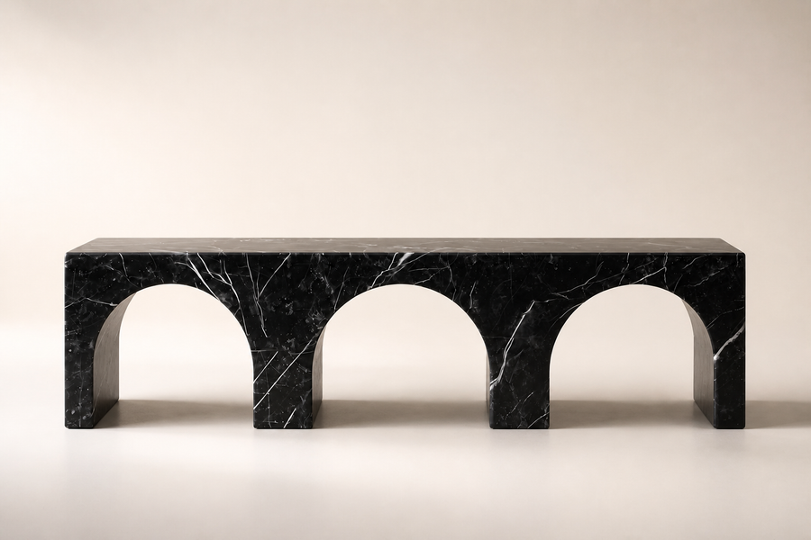 Tri-Arch Monolith Marble Bench