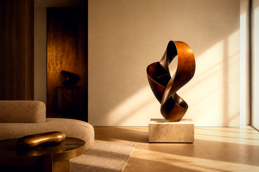 Turais — Bronze on travertine sculpture by 1-OPH