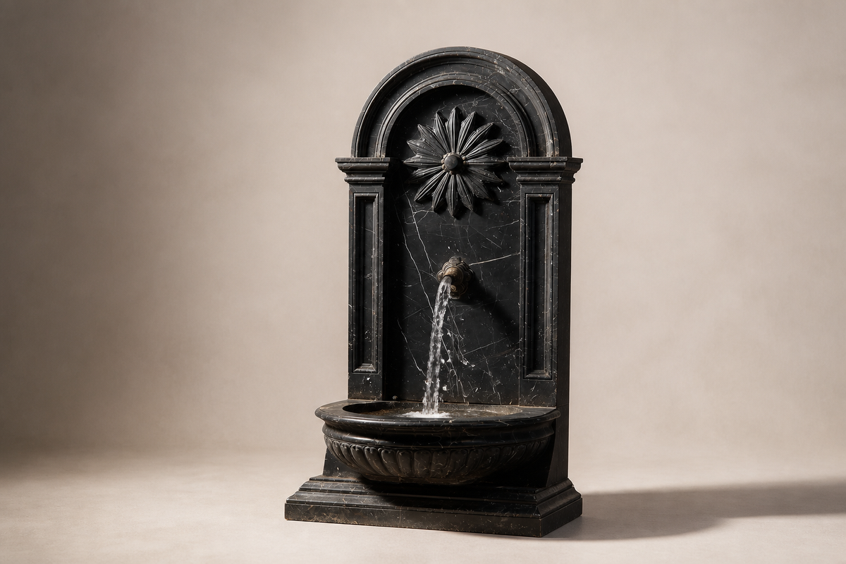 Velina — black marble wall fountain by 1-OPH