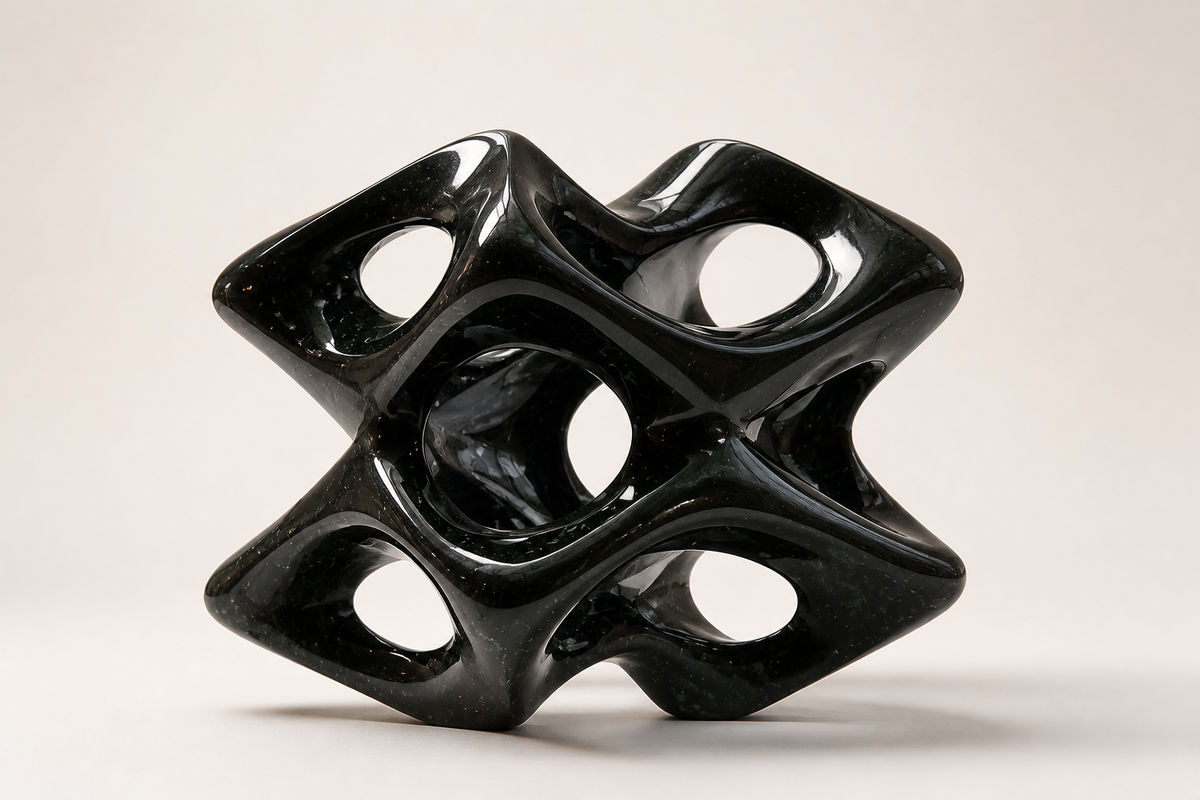 VOID marble sculpture, studio view of the whole piece